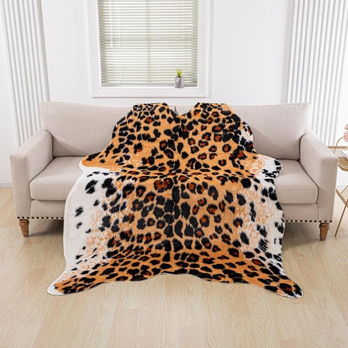 Huichenxing2021FURSTORE Leopard Print Rug, Cheetah Rug 5.3ft x 6.7ft Large Faux - Image 4