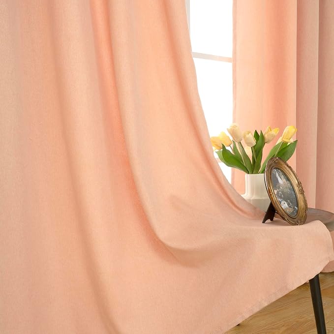 BGment Peach Linen Curtains 108 Inch Length - Image 9