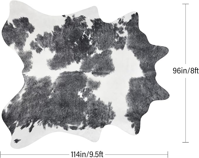 Easycozy Faux Cowhide Cow Print Rug: 8 x 10 Western Decor Faux Cowhide - Image 2