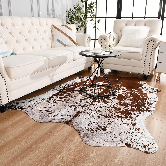 Easycozy Faux Cowhide Rug Large Cow Print 8 x 10 Feet Thickened Elastic Cowhide - Image 7