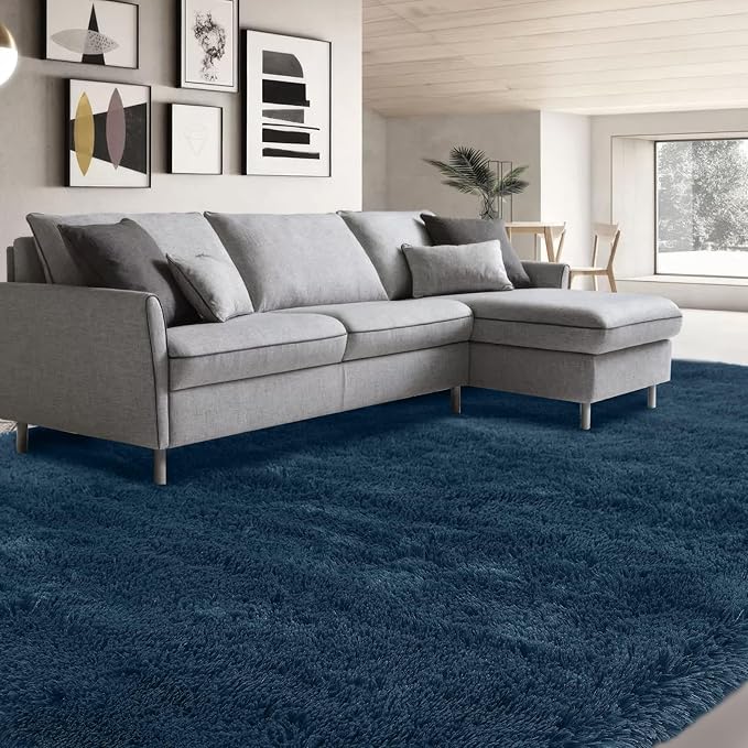 Large Rug for Living Room 10x12: Area Rug 10x12 Navy Blue Rugs for Living Room by CAIYUECS