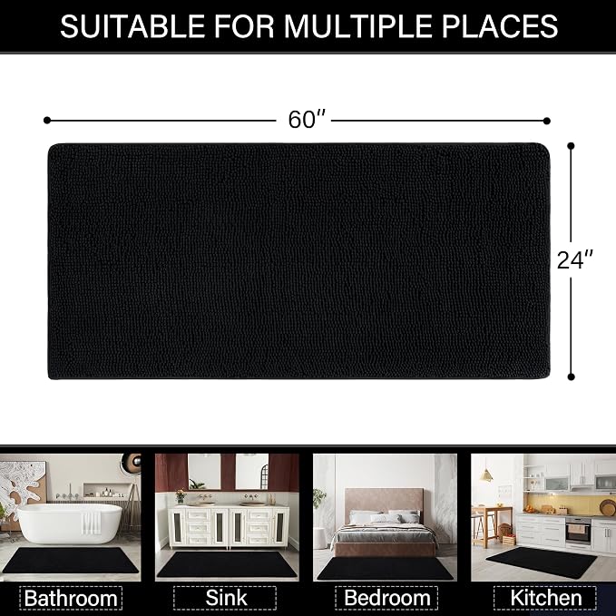 LOCHAS Luxury Bathroom Rug Shaggy Bath Mat 24 x 60 Inch, Washable Non Slip Bath - Image 2