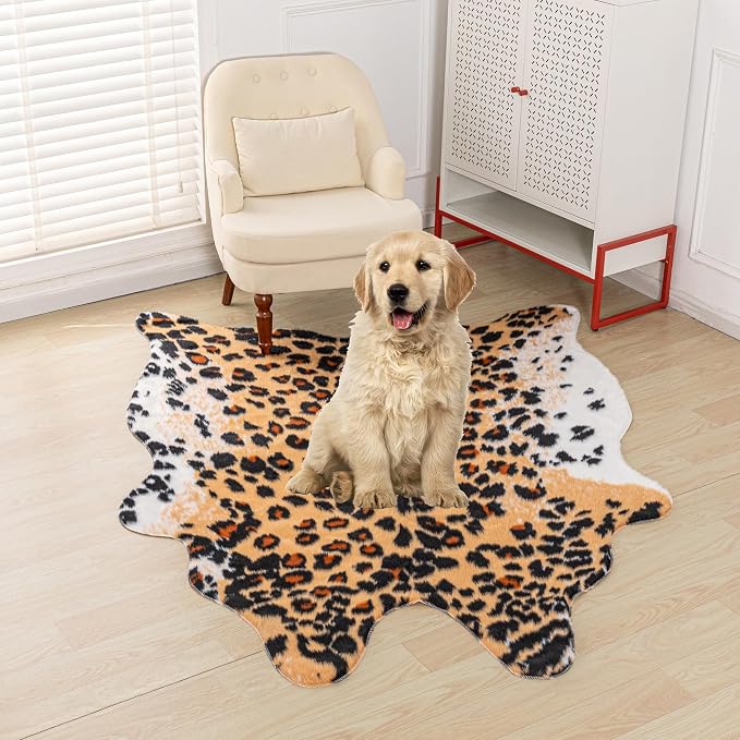 Huichenxing2021FURSTORE Leopard Print Rug, Cheetah Rug 5.3ft x 6.7ft Large Faux - Image 7