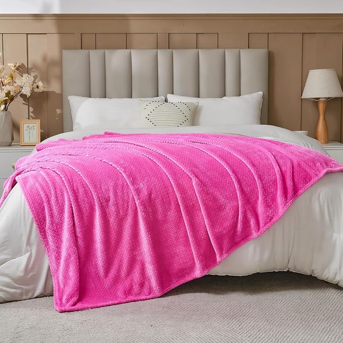 NEWCOSPLAY Super Soft Queen Blanket Hot Pink Premium Silky Flannel Fleece - Image 7