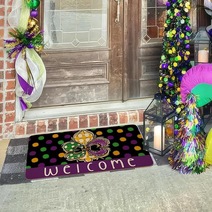 Mardi Gras Door Mat, Entryway Front Porch Welcome Mat - Image 6