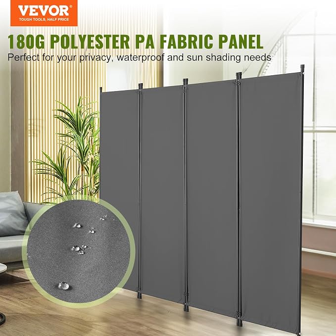 VEVOR Room Divider, 4 Panel Room Dividers and Folding Privacy Screens, Fabric - Image 2