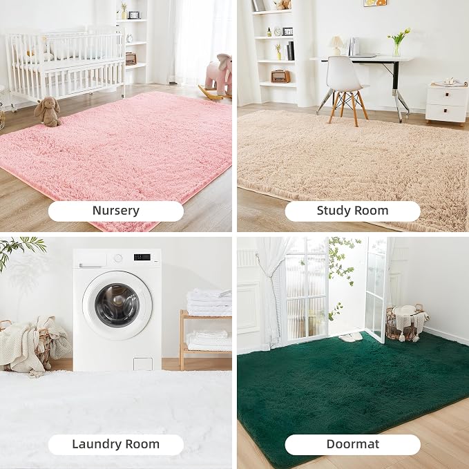 Litanika 3x5 Shag Area Rug for Living Room Bedroom, Non-Shedding Modern Indoor - Image 7