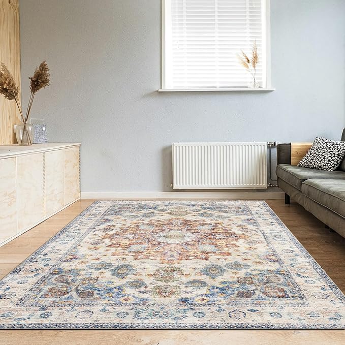 Area Rug 4×6, Vintage Boho Rug, Ultra-Soft Low Pile, Non Slip, Stain Resistant - Image 6