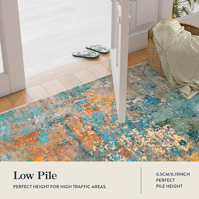 Lahome Modern Abstract Living Room Rug, Washable 8x10 Area Rugs - Image 8