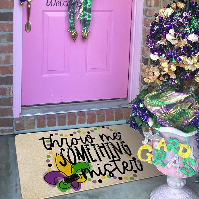 Mardi Gras Door Mat, Fleur De Lis Indoor Outdoor Non-Slip Doormat, Entryway - Image 5