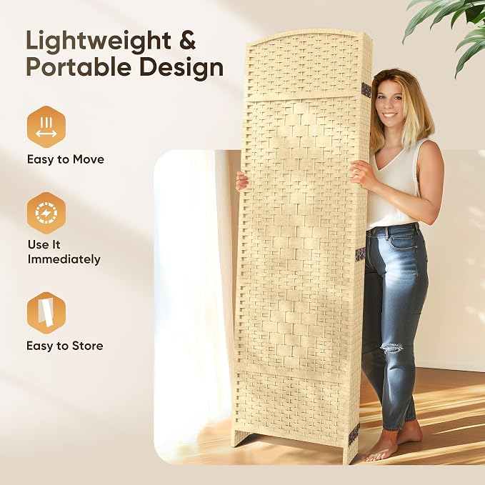 JOSTYLE Room Divider 6ft. Tall Extra Wide Wall Divider - Image 5