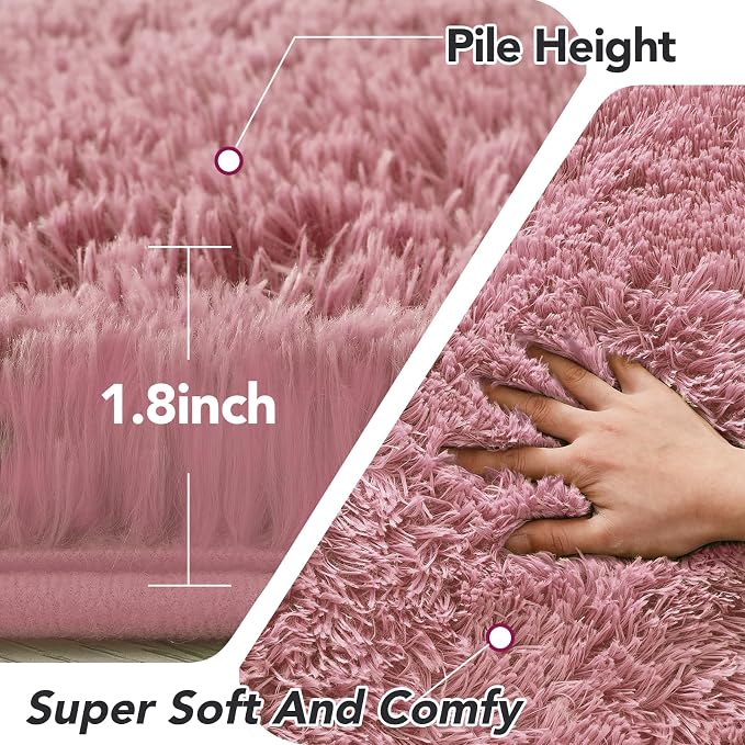 Blush Round 4x4ft Fluffy Rug: Ultra Soft Furry Girls Bedroom Carpet- Circle - Image 5
