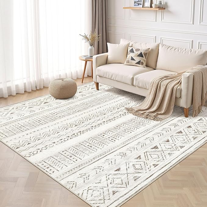 cotiled 10x10 Area Rug Living Room: Washable Boho Rugs by COTILED