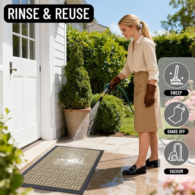 OLANLY Front Door Mat Outside Entrance 71x47, Heavy Duty Sturdy Natural Rubber - Image 8
