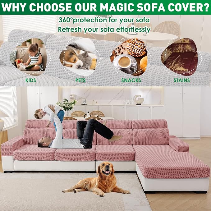 MAXIJIN Couch Cushion Covers for Sectional Sofa, Stretch Sofa Cushion Cover - Image 6