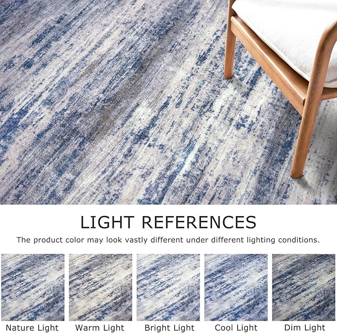 KOZYFLY Washable Area Rug 5x7 Modern Ombre Living Room Thin Area Rug Non-Slip - Image 4