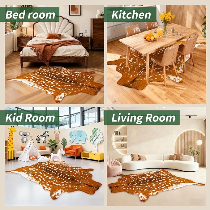 Huichenxing2021FURSTORE Faux Deer Skin Rug, Animal Deer Hide Rug Antelope Print - Image 6