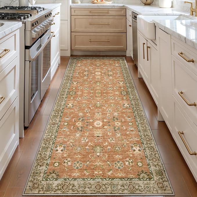 Tangsoo Washable Runner Rug for Hallway Non Slip, 2x6 Boho Floral Vintage by Tangsoo