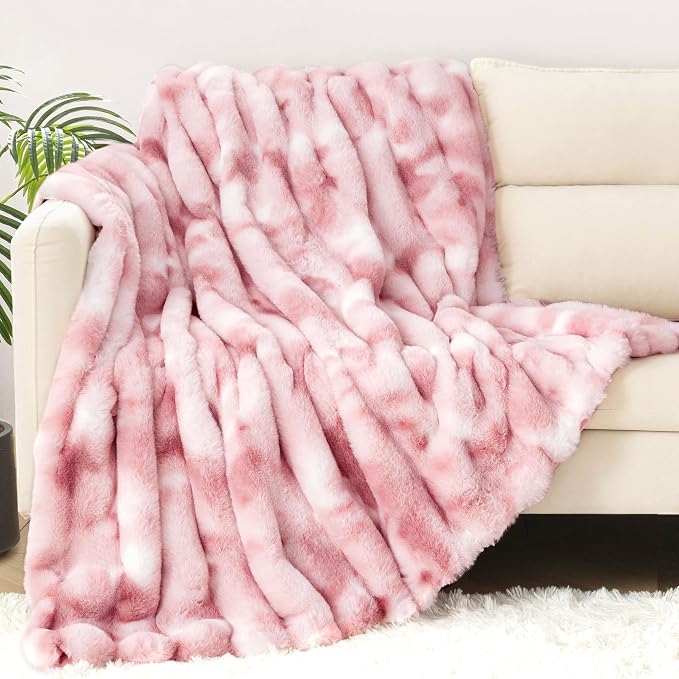Touchat Luxury Faux Rabbit Fur Twin Blanket - Image 2