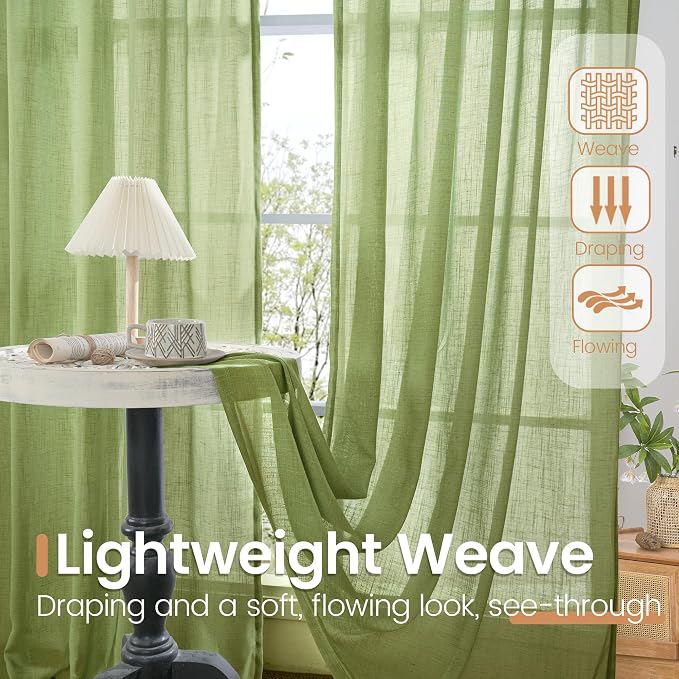 BGment 54 Inch Length Green Curtains - Image 4