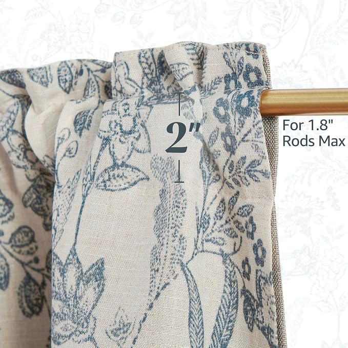 jinchan Linen Valance Curtain Farmhouse Floral Printed Small Window Curtain - Image 9