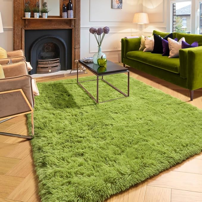 Amdrebio Grass Green Rugs for Living Room Bedroom Decor Aesthetic, 9x12 Large - Image 9
