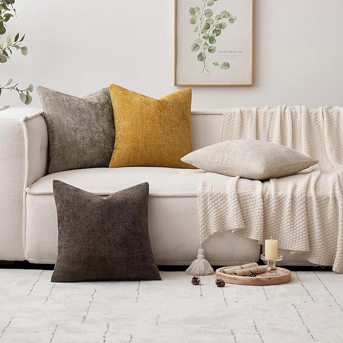 MIULEE Pack of 2 Couch Throw Pillow Covers 18x18 Inch Neutral Dark Brown Boho - Image 2