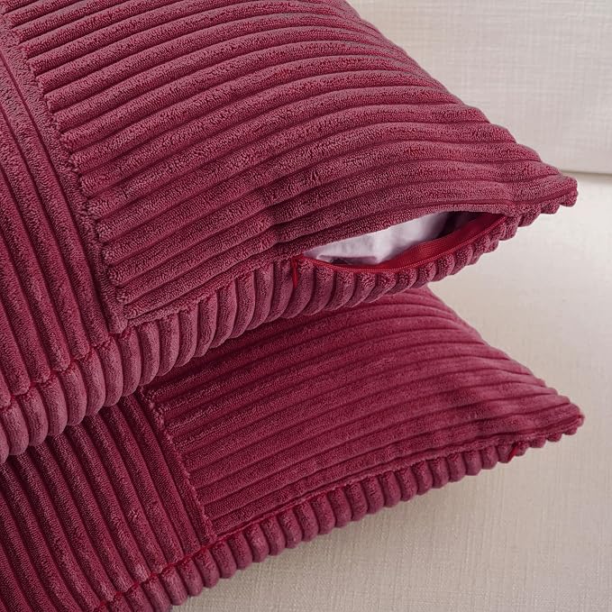 Fancy Homi 2 Packs Burgundy Euro Decorative Throw Pillow Covers 28x28 Inch - Image 4