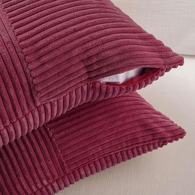 Fancy Homi 2 Packs Burgundy Euro Decorative Throw Pillow Covers 26x26 Inch - Image 4