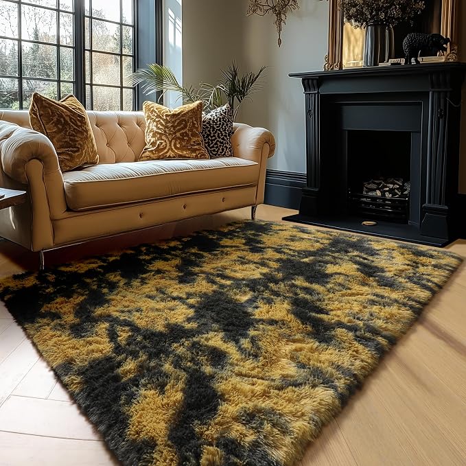 Amdrebio Black Gold Yellow Grey Rugs - Image 7