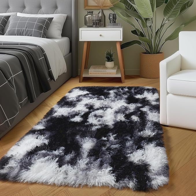 Amdrebio Black White Grey 2x3 Small Area Rugs by Amdrebio