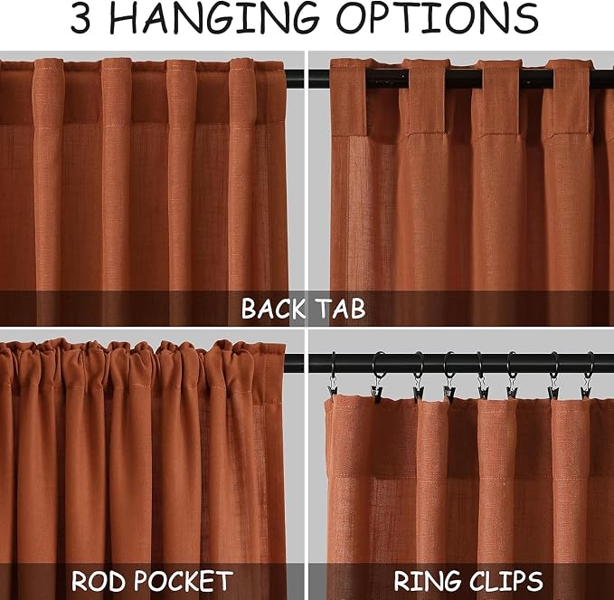 Nanspring Extra Wide Terracotta Curtains - Image 2