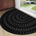 RORA Half Circle Door Mat Front Door Mat Outside Entrance Black Welcome Mats by RORA