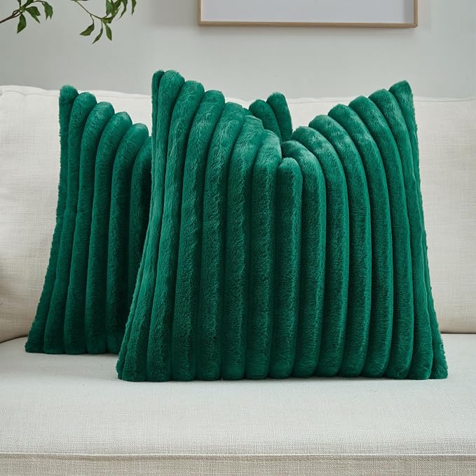 FUTEI Emerald Green Decorative Throw Pillow Covers Set of 2, 28x28 Inch Soft by FUTEI