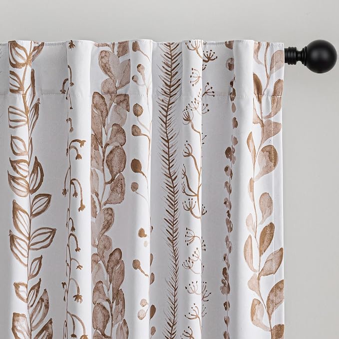 MEETSKY Blackout Curtains 72 Inches Long Leaves Patterned Farmhouse Thermal by MEETSKY