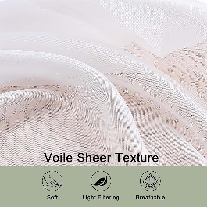 OWENIE Sheer White Curtains 84 Inch Length 2 Panels Set - Image 3