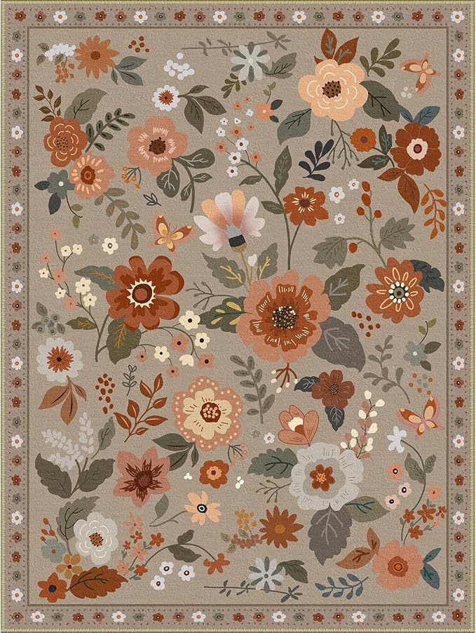 RELEANY Floral Nursery 2x3 Area Rugs Washable Print Boho Cute Carpet Non Slip - Image 9