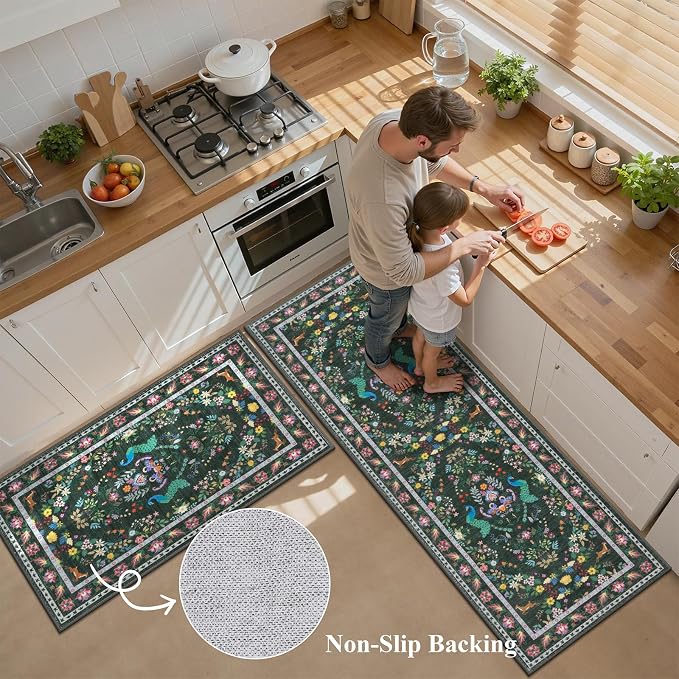 HEBE Washable Kitchen Rugs Sets of 3, Non Slip Absorbent Kitchen Rugs and Mats - Image 4