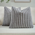 FUTEI Grey Decorative Throw Pillow Covers Set of 2, 16x16 Inch Soft Fluffy Faux by FUTEI