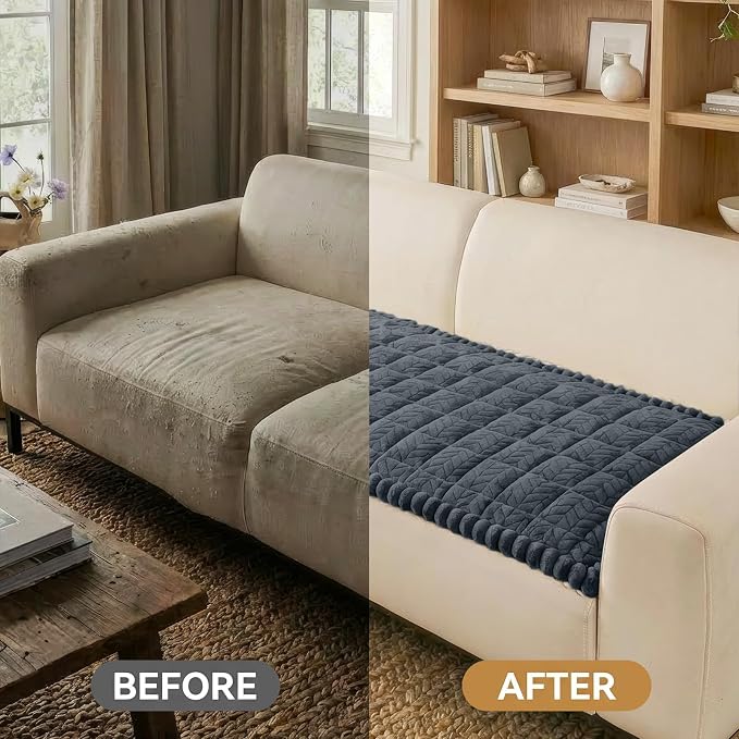 Smiry Non Slip Couch Covers for Dogs, Fuzzy Pet Couch Covers for 3 Cushion Sofa - Image 5
