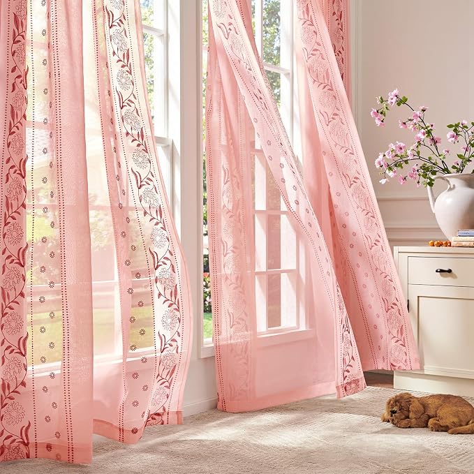jinchan Winslow Sheer Curtains 96 Inch by JINCHAN