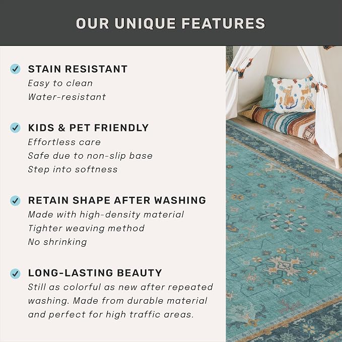Boho 8x10 Large Teal Green Rugs - Image 7