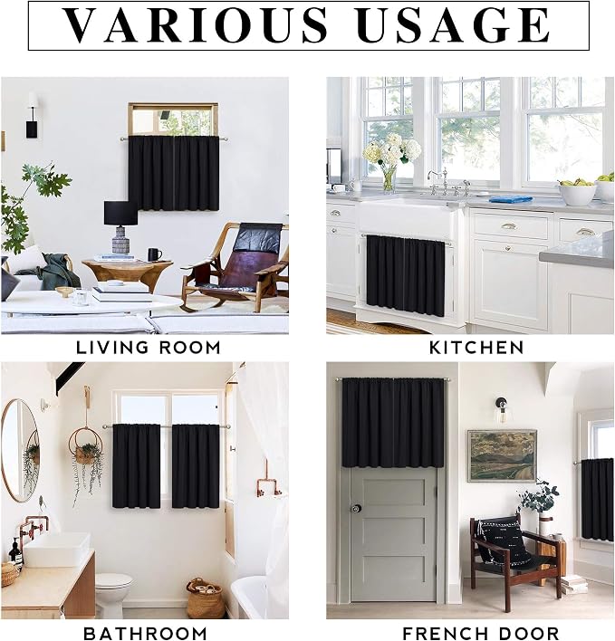 RYB HOME Half Curtain Tiers 36 inch Length, Rod Pocket Summer Heat Blocking - Image 7