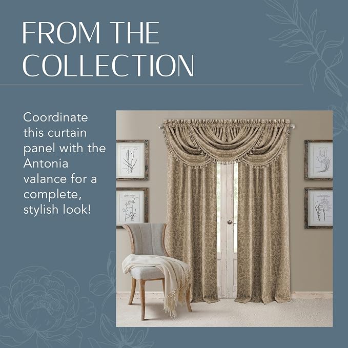 Elrene Home Fashions Antonia Floral Damask Blackout Single Window Curtain Panel - Image 6