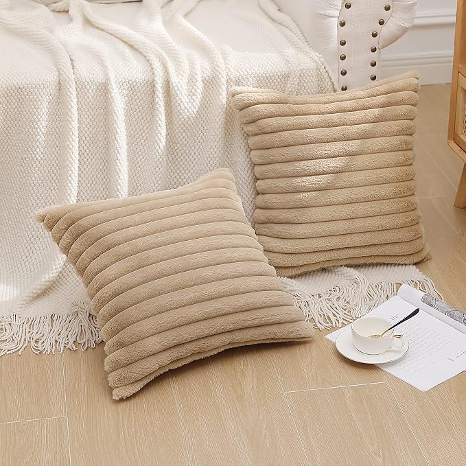 Pallene Faux Fur Plush Throw Pillow Covers 18x18 Set of 2, Luxury Soft Fluffy - Image 7