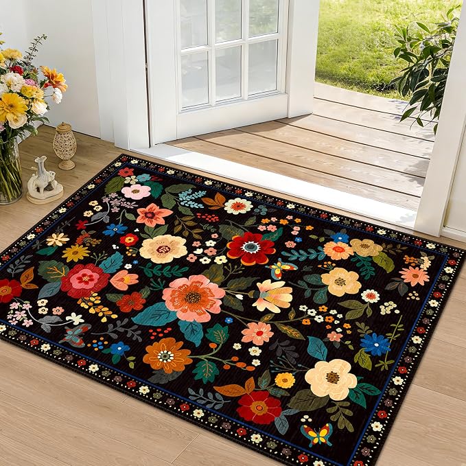 RELEANY Floral Nursery 2x3 Area Rugs Washable Print Boho Cute Carpet Non Slip - Image 9