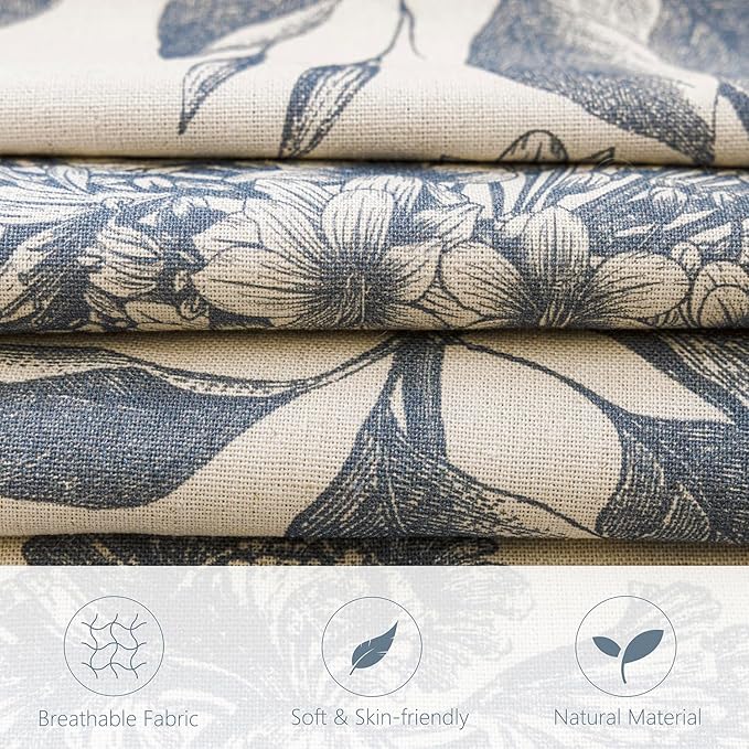 Foindtower Set of 2 Linen Floral Vintage Throw Pillow Covers Neutral Accent - Image 2