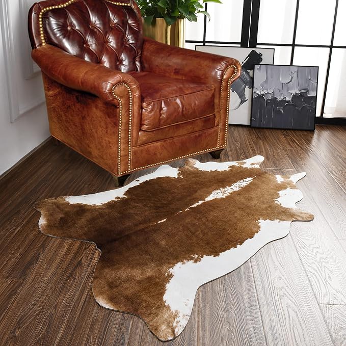 BENRON Small Cowhide Rug, Faux Cow Hide Rugs by BENRON