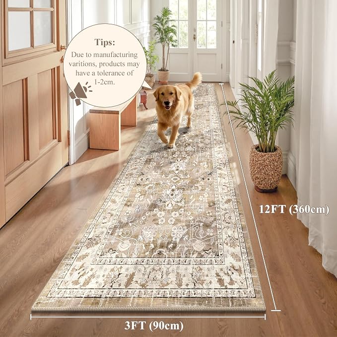LOKHOM Washable Runner Rug, 3x12 Non-Slip Vintage Kitchen Runner Rug - Image 2