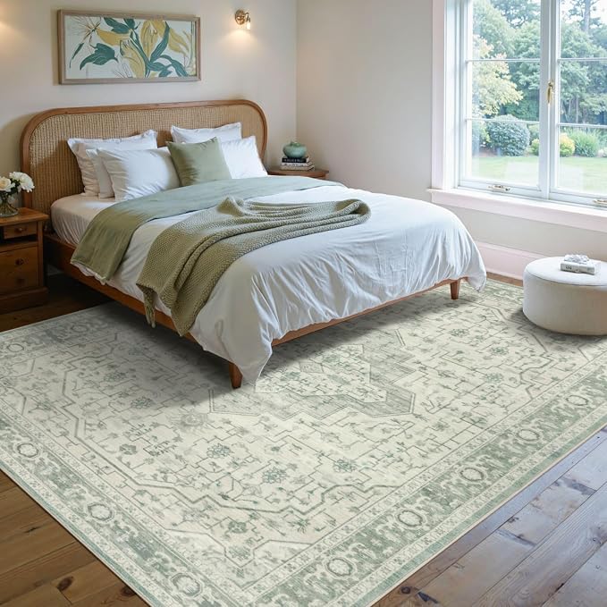 Rugxara 5X7 Washable Area Rug for Living Room, Vintage Large Boho Rugs for - Image 4